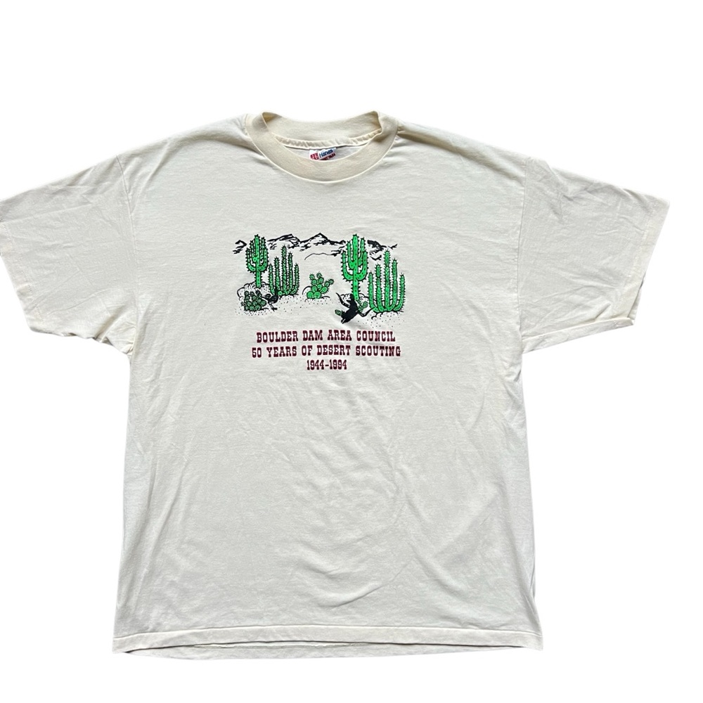 Vintage 90s Hanes Single Stitch T-Shirt - Boulder Colorado Scouting Cactus XL